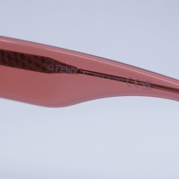 Fendi FE40101I 72S Sunglasses Transparent Coral Square Frame, Bordeaux Lenses - Picture 8 of 11